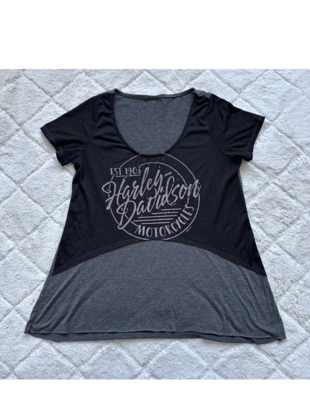 Harley Davidson | Black & Gray Circle Script Inside Passage Top | Size Medium